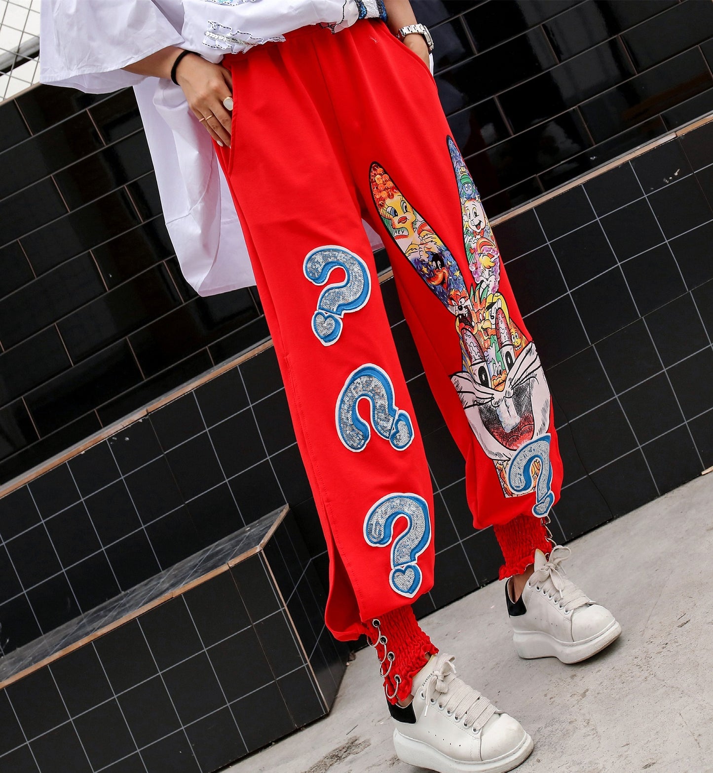 Pantalon large été motif cartoon